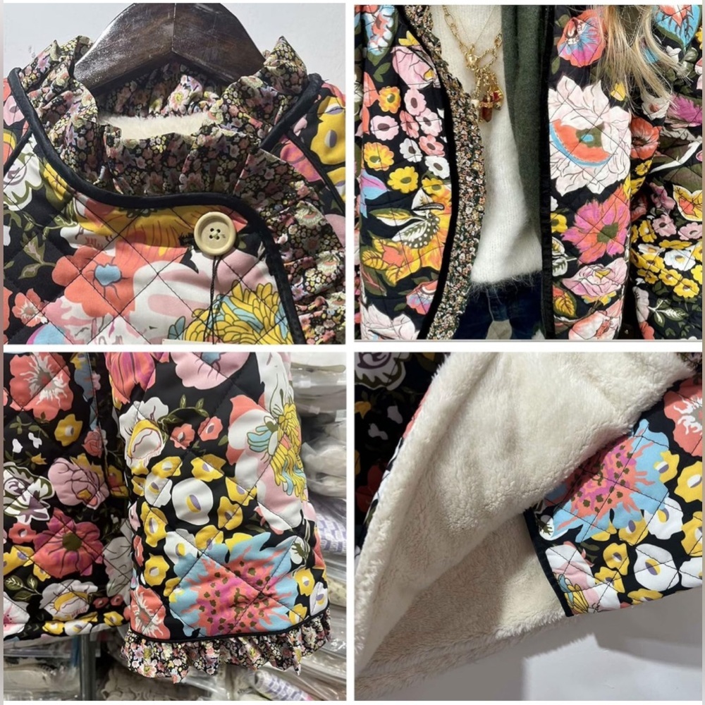 Floral Quilt Inspired Open Front Jacket - Picture 5 of 9